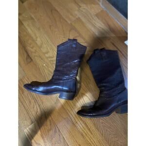 Frye Women's Brown Leather Riding Boots Round Toe Block Heel, Size 9